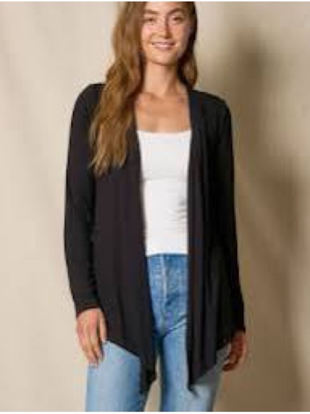Calvin Klein Black Open-Front Draped Cardigan